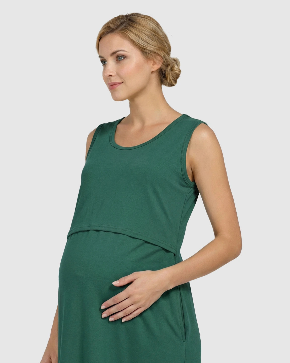 Sleeveless High-Waisted Maternity & Nursing Dress