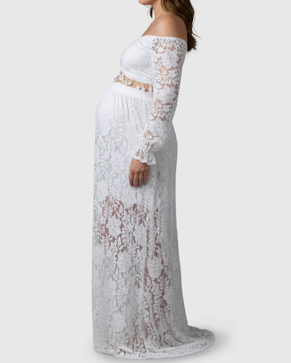 Two Piece Flowing Laced Maternity Photoshoot Dress