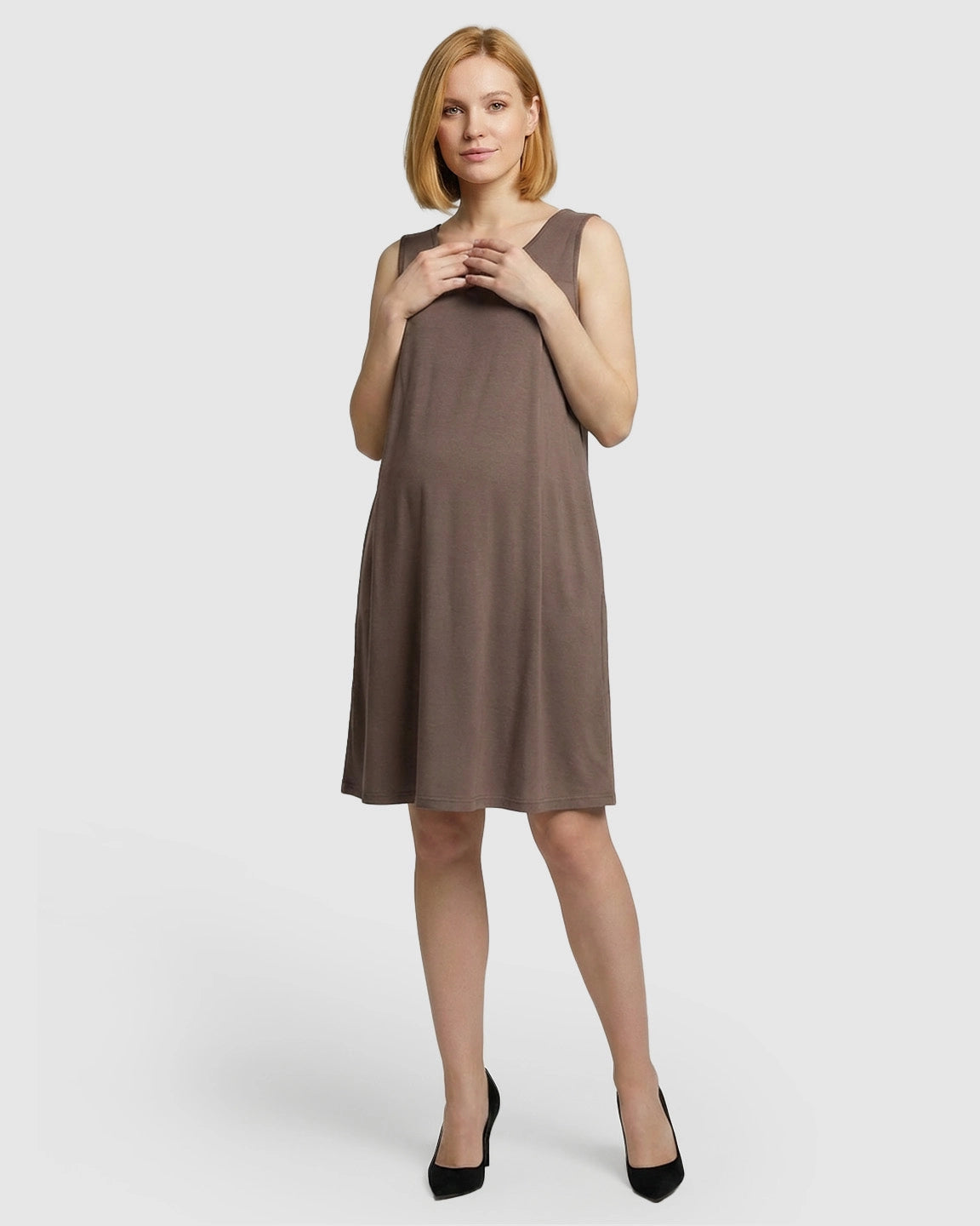 Discreet Nursing Opening Casual Maternity Midi Dress