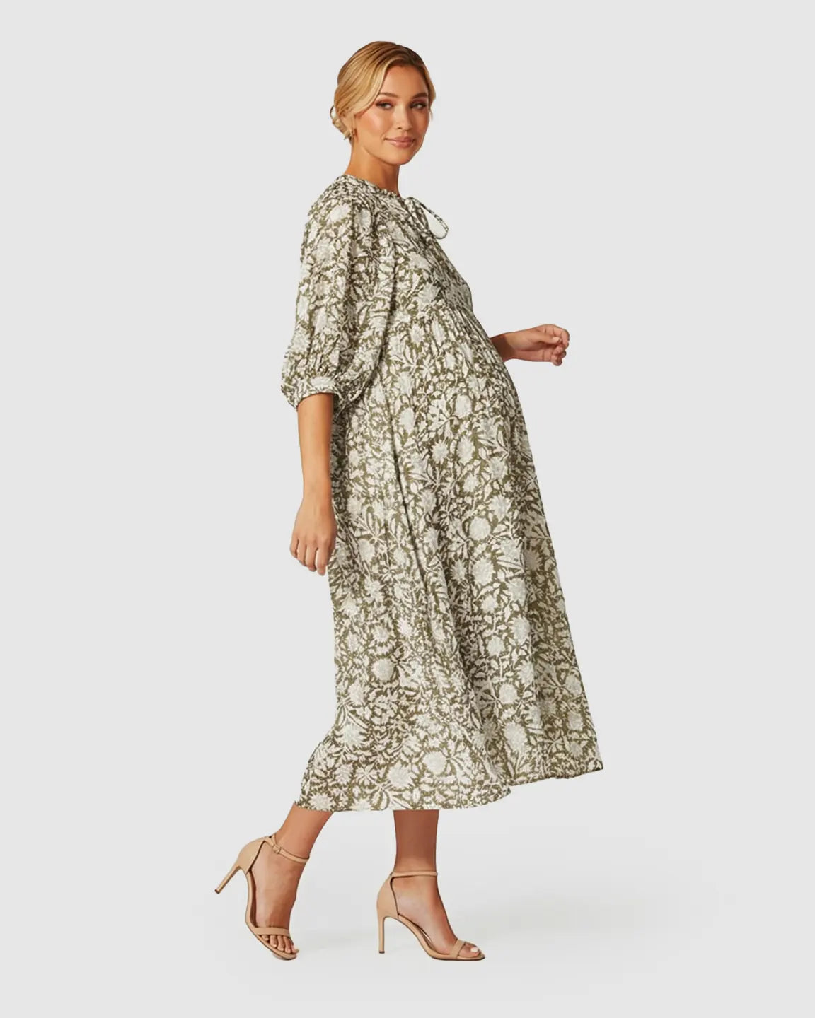 Flowy Cotton Boho Maternity Midi Dress