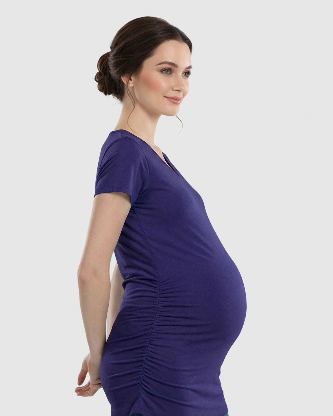 Short Sleeve Ruched Slim Fit Maternity Top