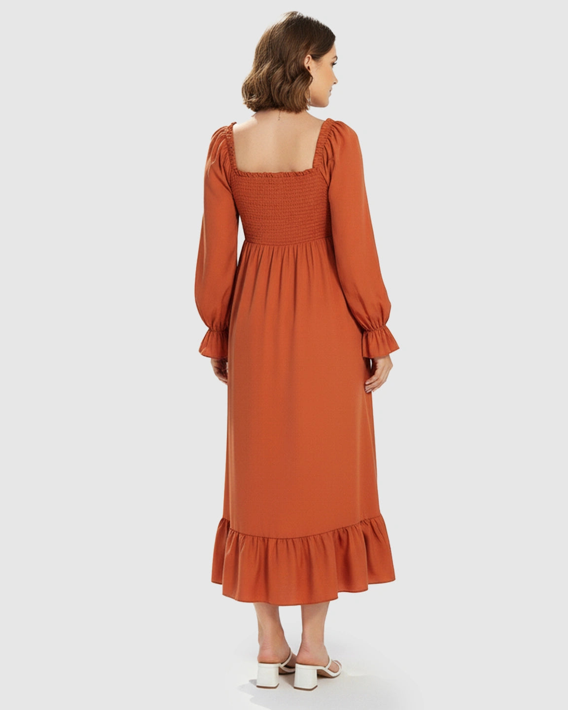 Bishop Sleeves Retro Elegant Maternity Maxi Dress