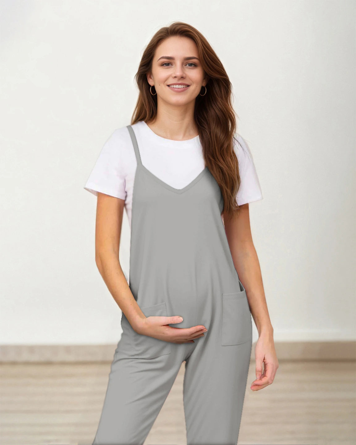 Oversized Adjustable Strap Maternity Jumpsuit