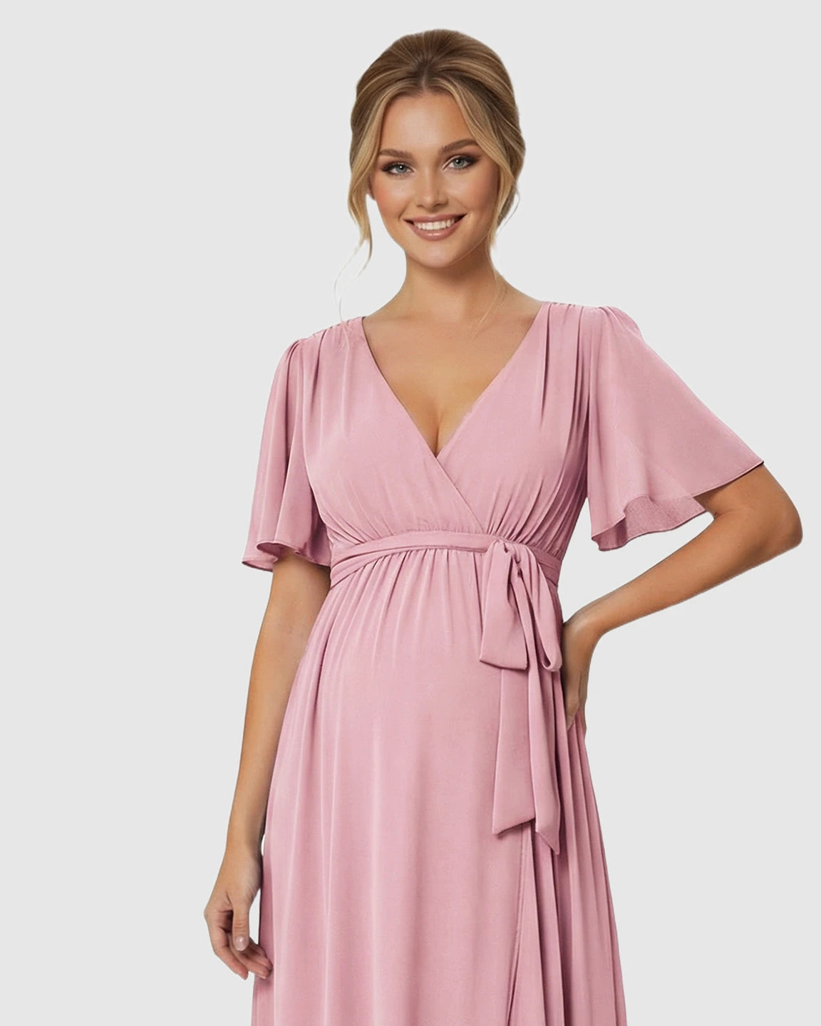 V-Neck A-line Maternity Maxi Dress
