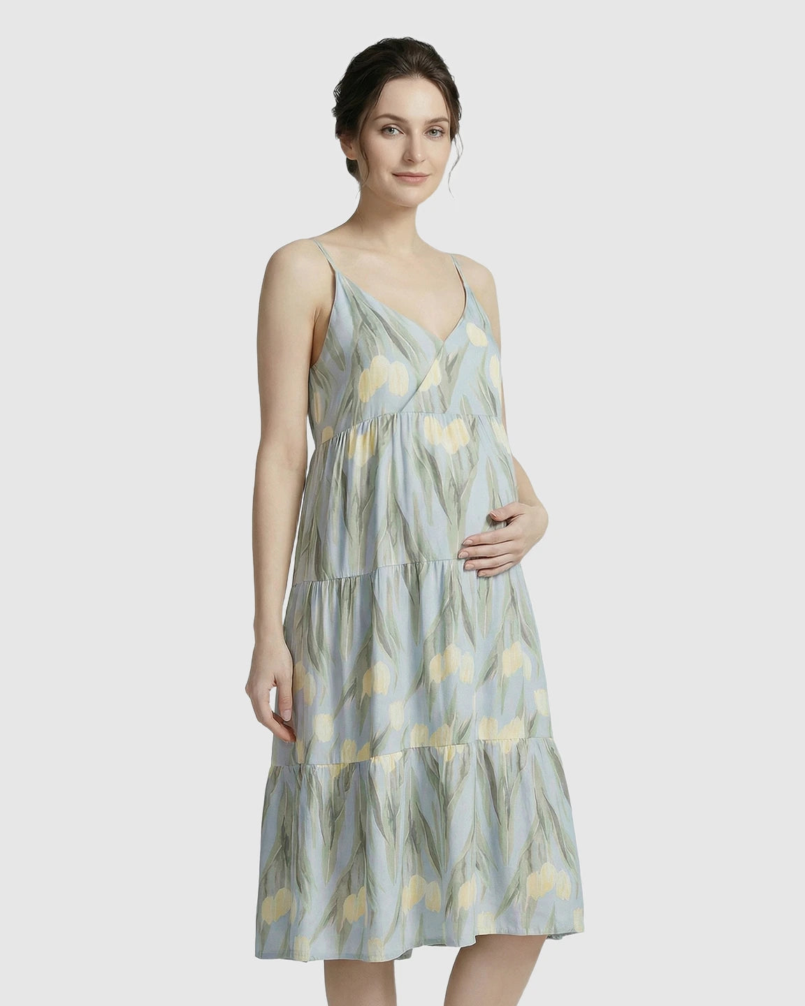 Green Floral Print Maternity Nightdress