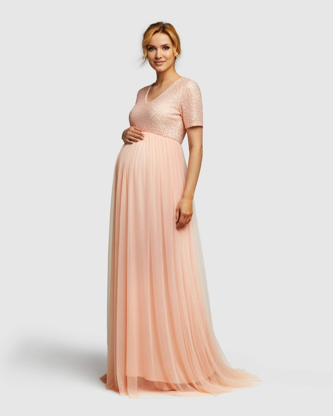 Sequin A-Line Maternity Evening Gown