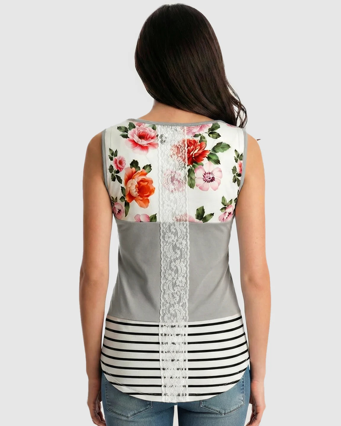 Patchwork Sleeveless Tunic Nursing Vest