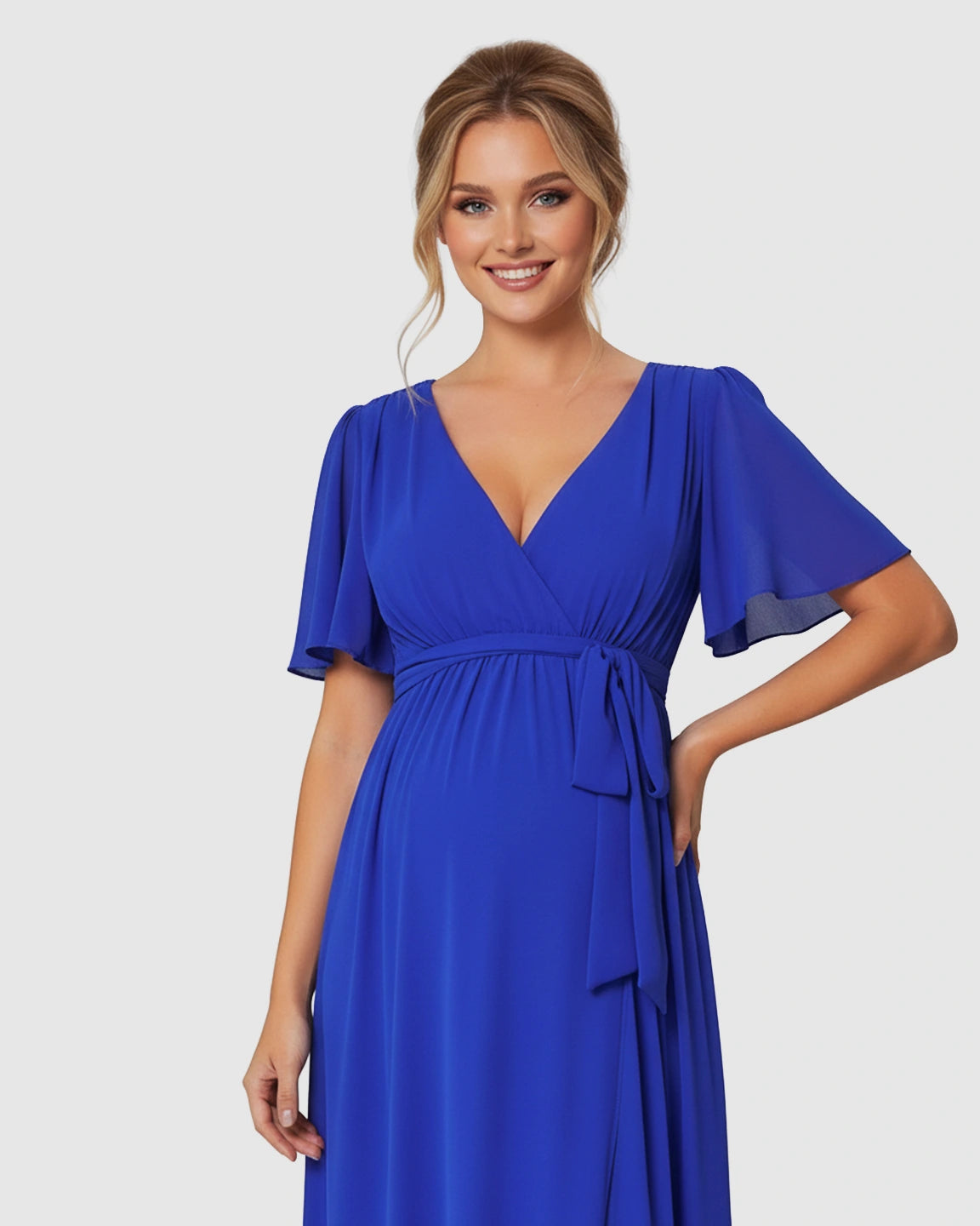V-Neck A-line Maternity Maxi Dress