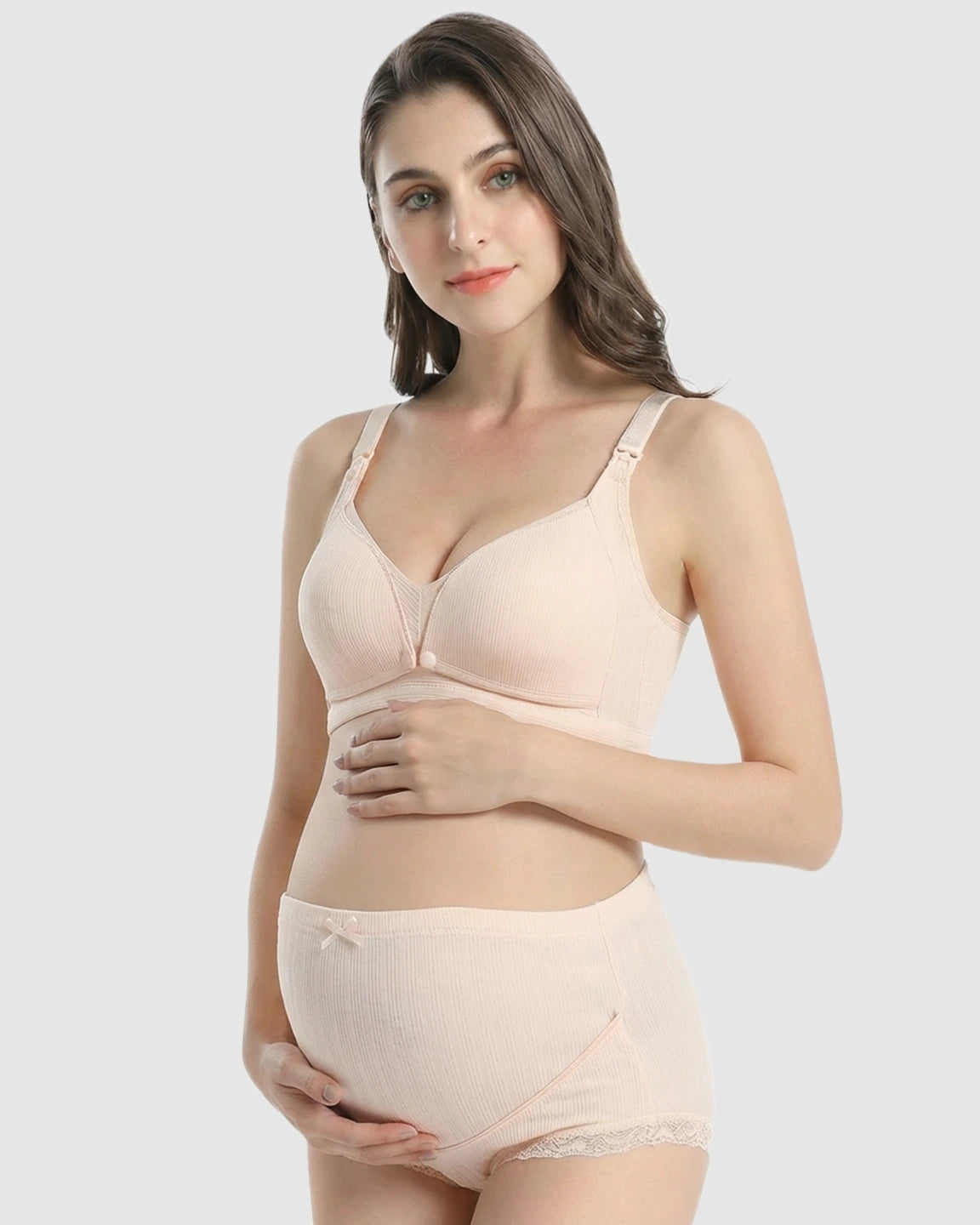 Wire-Free Breathable High-Waist Maternity Nursing Bra & Panty Set