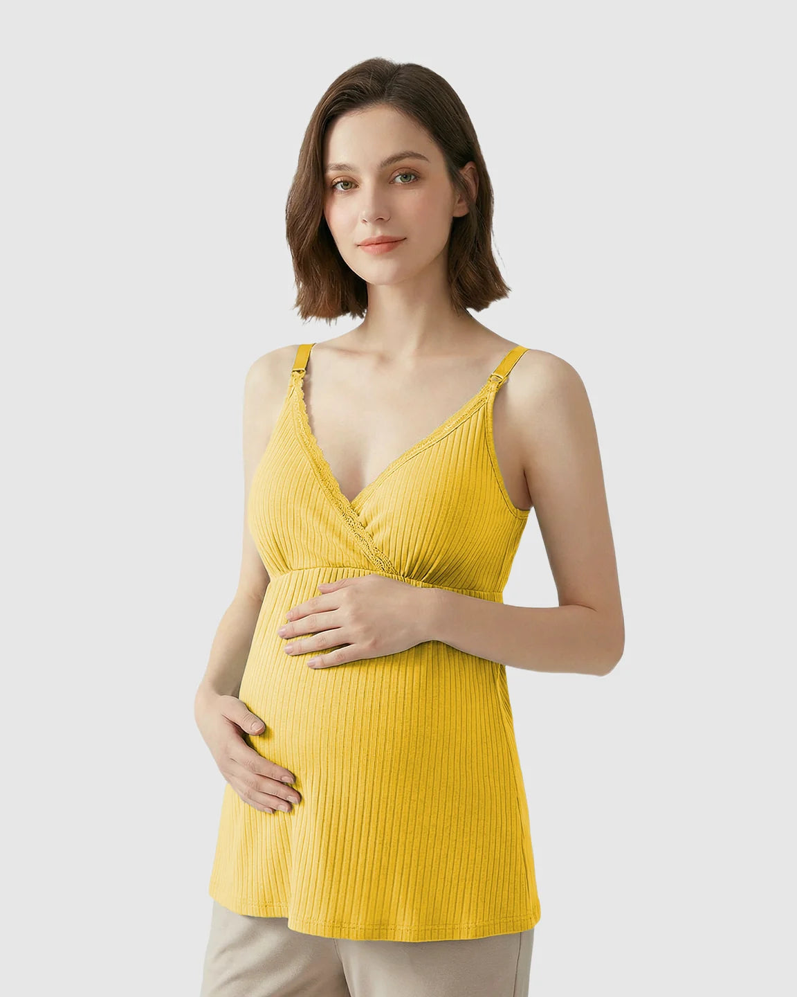 Easy-Access Crisscross Ribbed Nursing Camisole