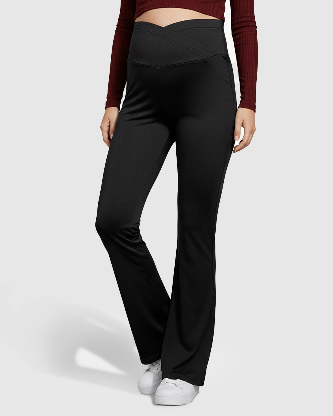 Crossover Waist Flared Maternity Pants