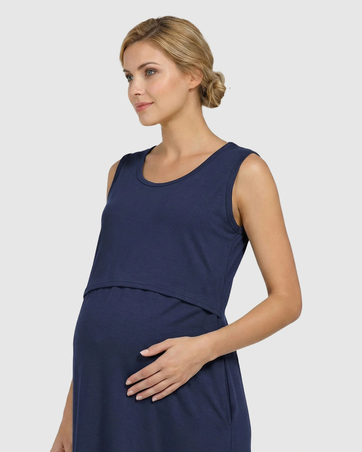Sleeveless High-Waisted Maternity & Nursing Dress