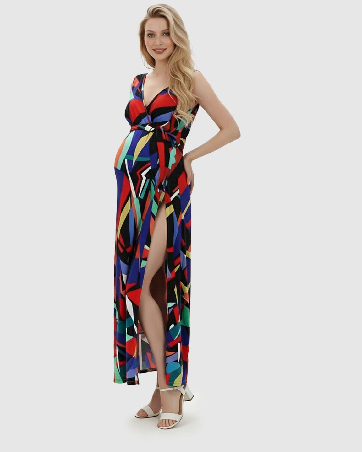 Tie Detail Casual Maternity Maxi Dress