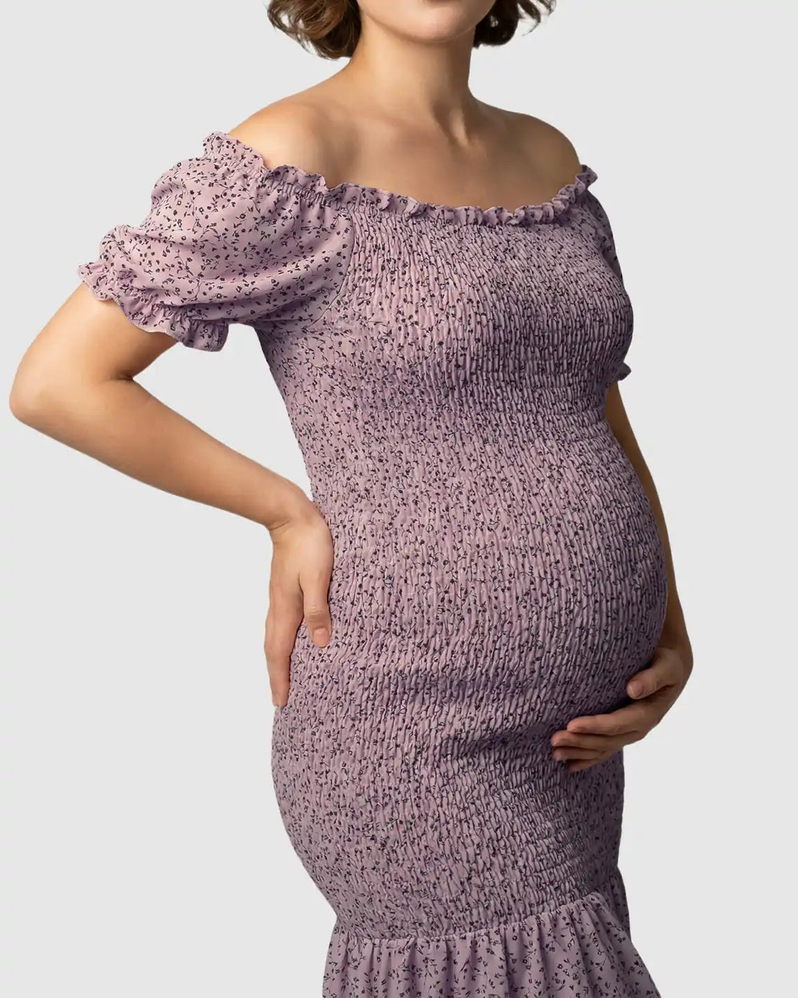 Off-Shoulder Fishtail Maternity Photoshoot Dress