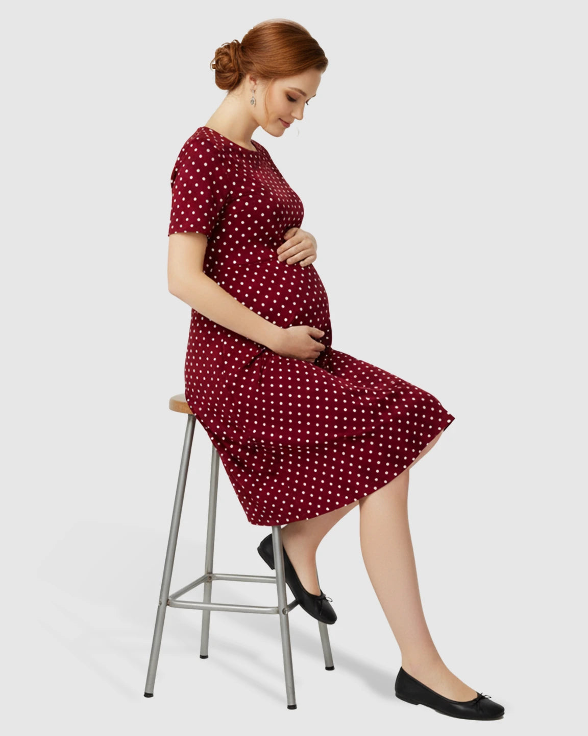Polka Dot Loose Fit Maternity & Nursing Dress