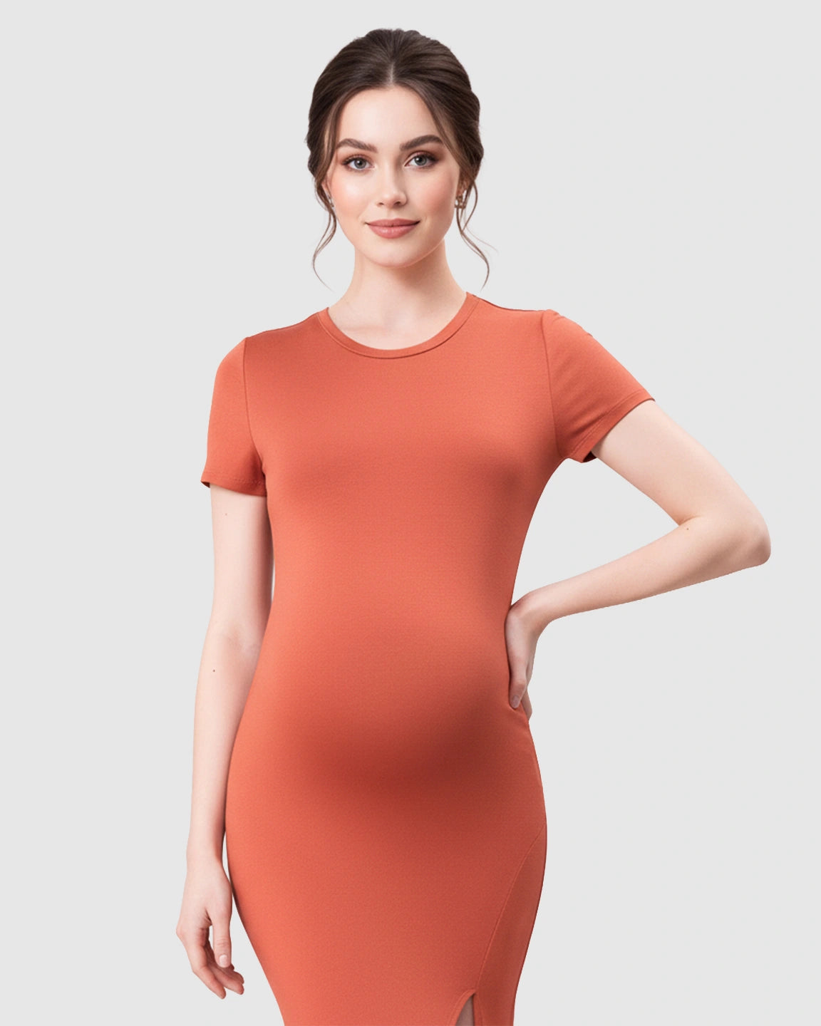 Side-Slit Bodycon Maternity Maxi Dress