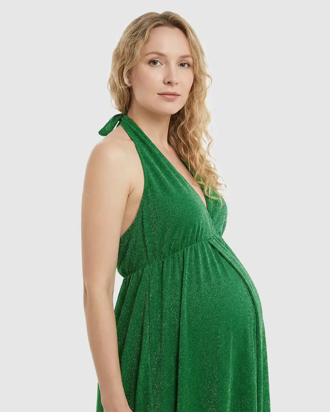 Tie-Back Flowing Maternity Evening Gown