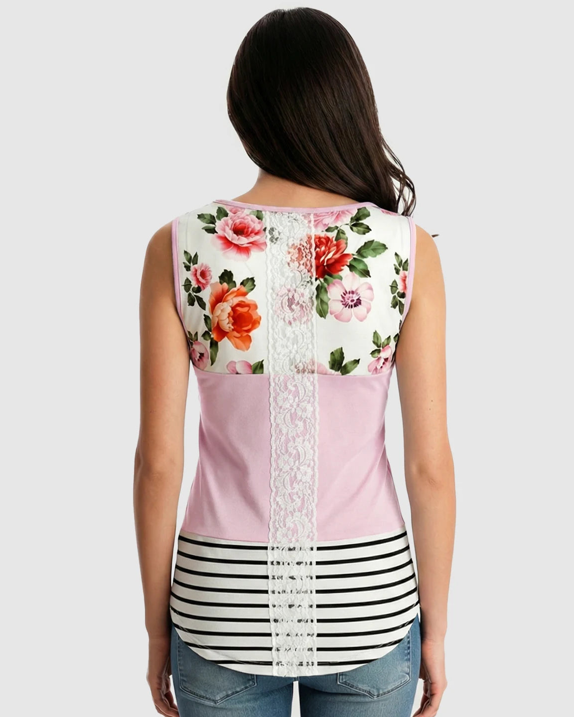 Patchwork Sleeveless Tunic Nursing Vest