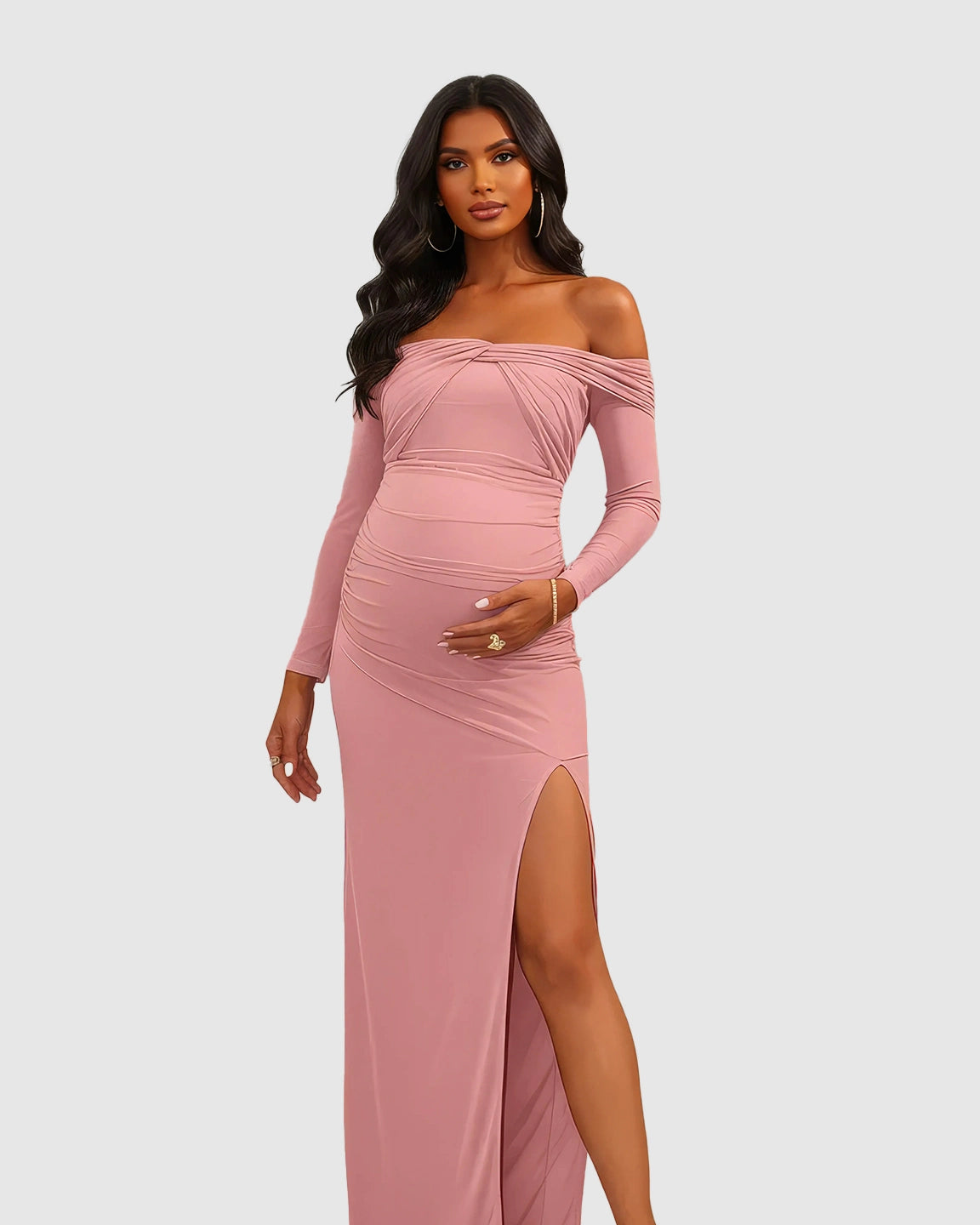 Ruched Bodice Bodycon Maternity Photoshoot Dress