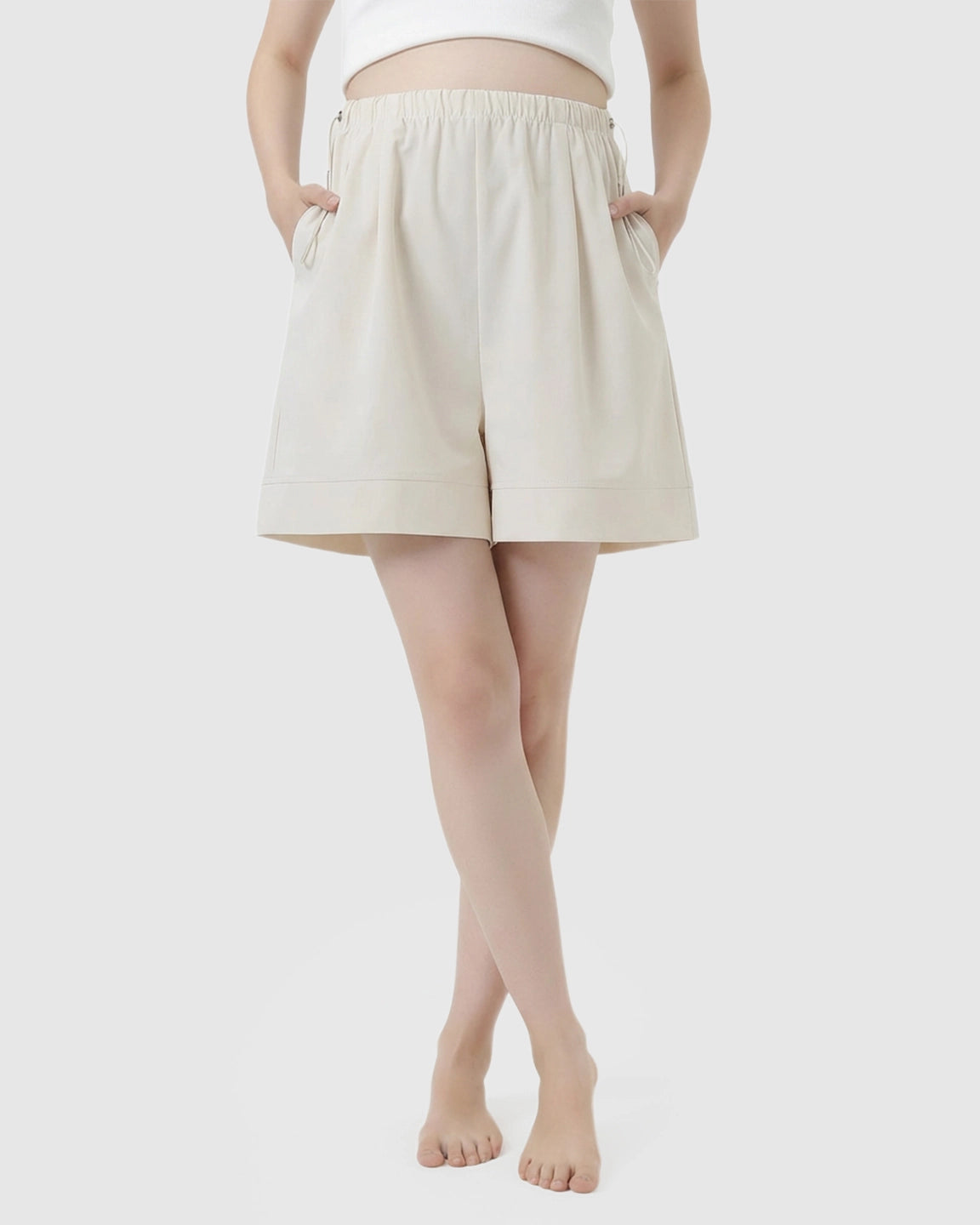 Pocketed Side Drawstring Maternity Shorts