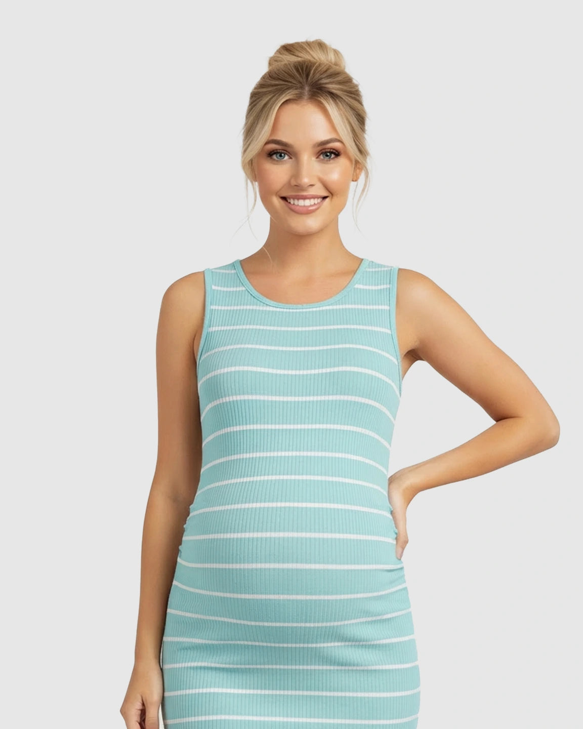 Striped Sleeveless Loose Flowing Maternity Dress