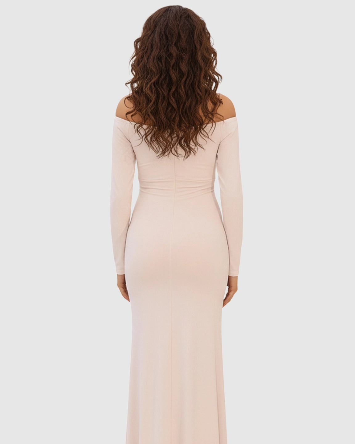 Off-Shoulder Fitted Bodice Maternity Maxi Dress
