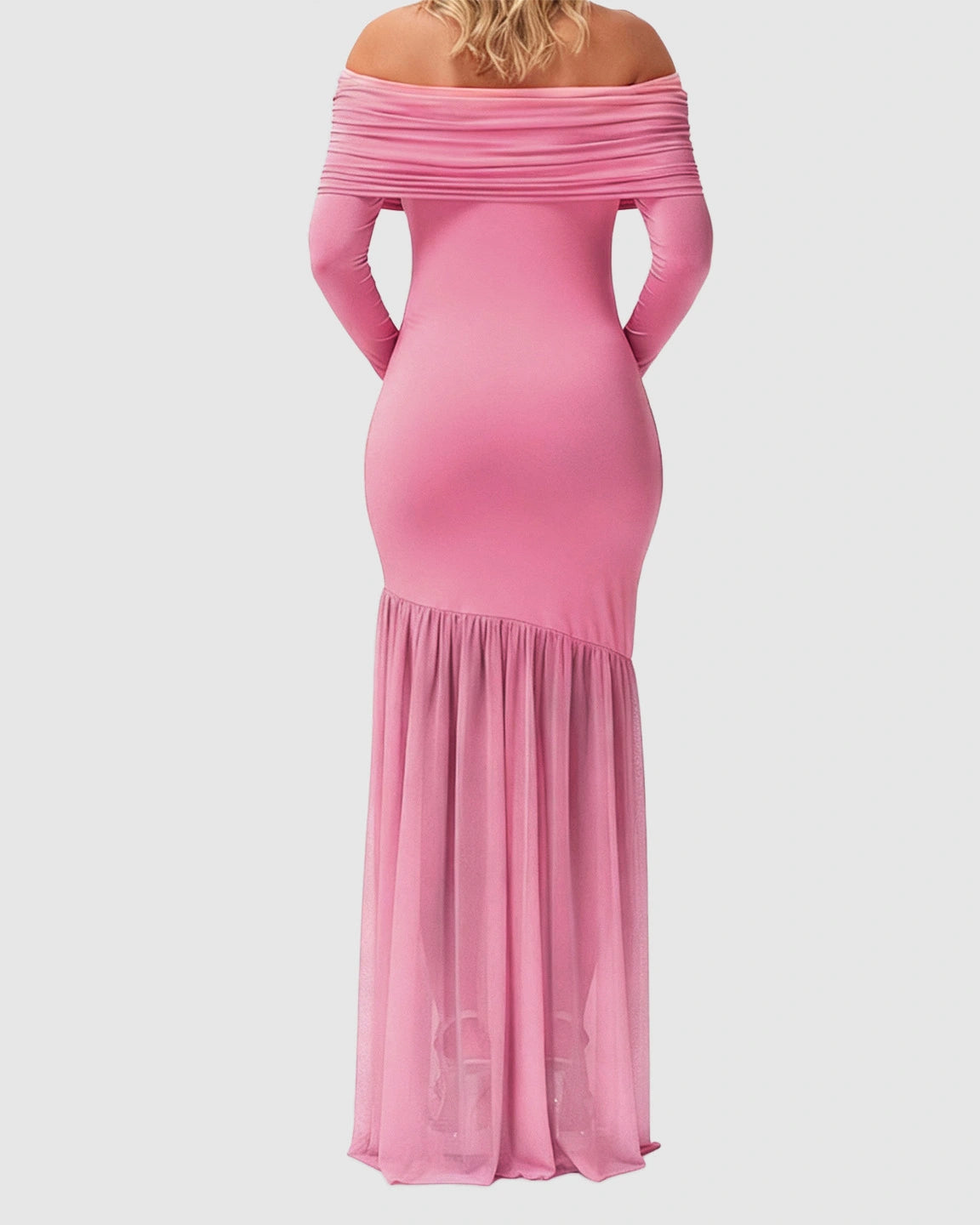 Off-Shoulder Draped Maternity Photoshoot Gown