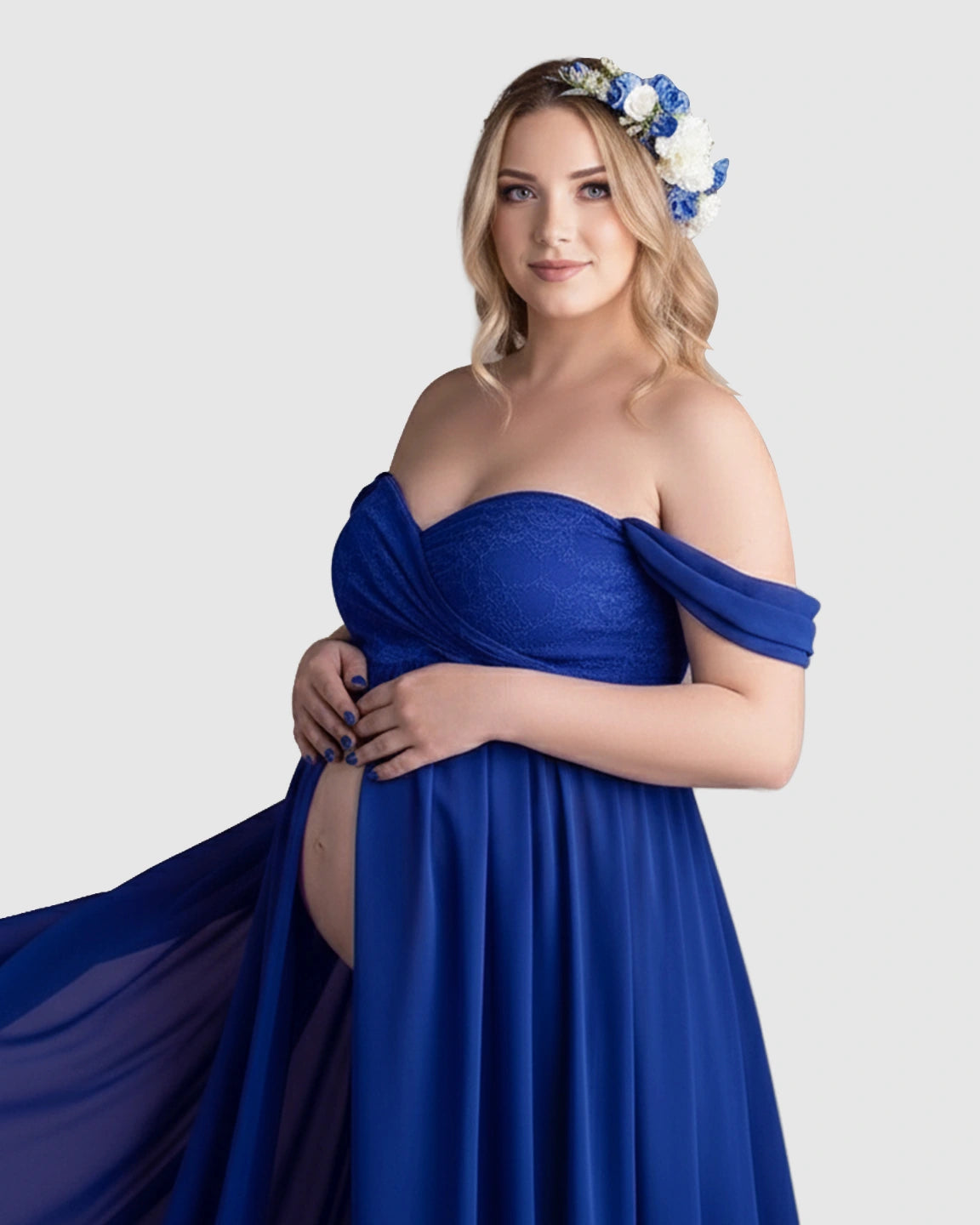 Extra-Long Train Ethereal Chiffon Maternity Gown