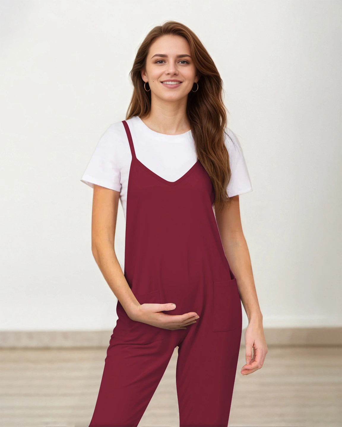 Oversized Adjustable Strap Maternity Jumpsuit