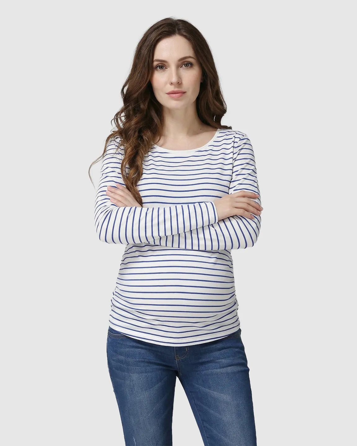 Long-Sleeve Striped Pull-up Maternity & Nursery Top