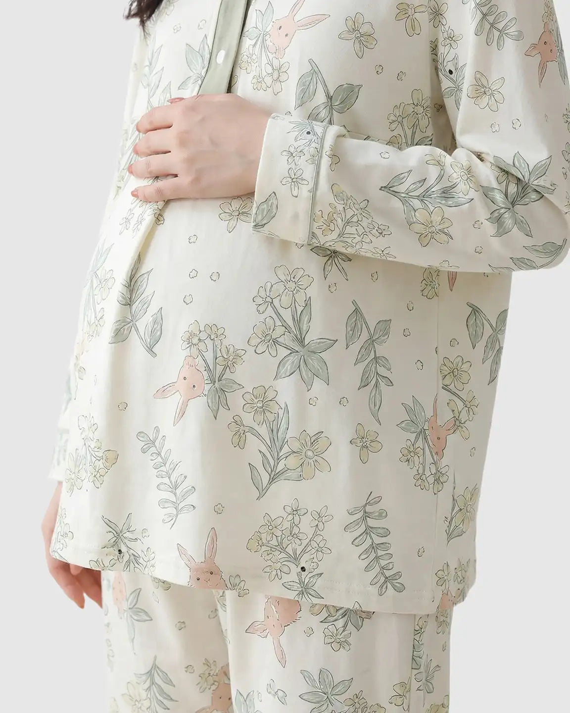 Easy Access Plant Print Maternity Sleepwear Set