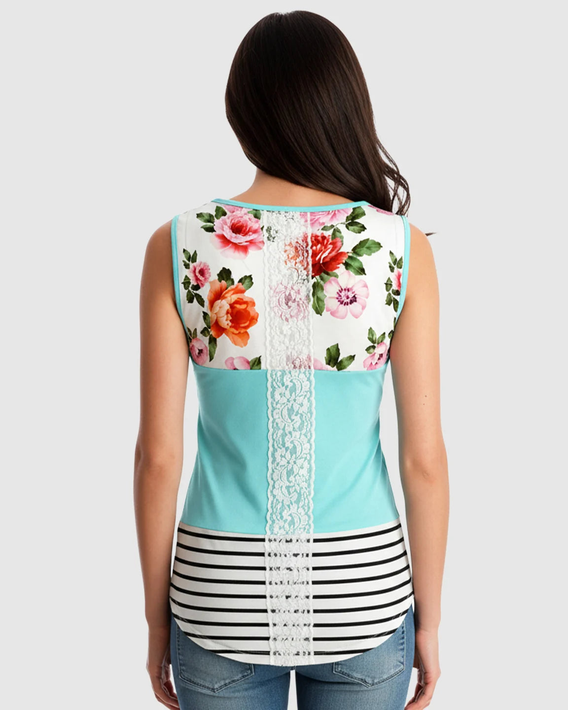 Patchwork Sleeveless Tunic Nursing Vest