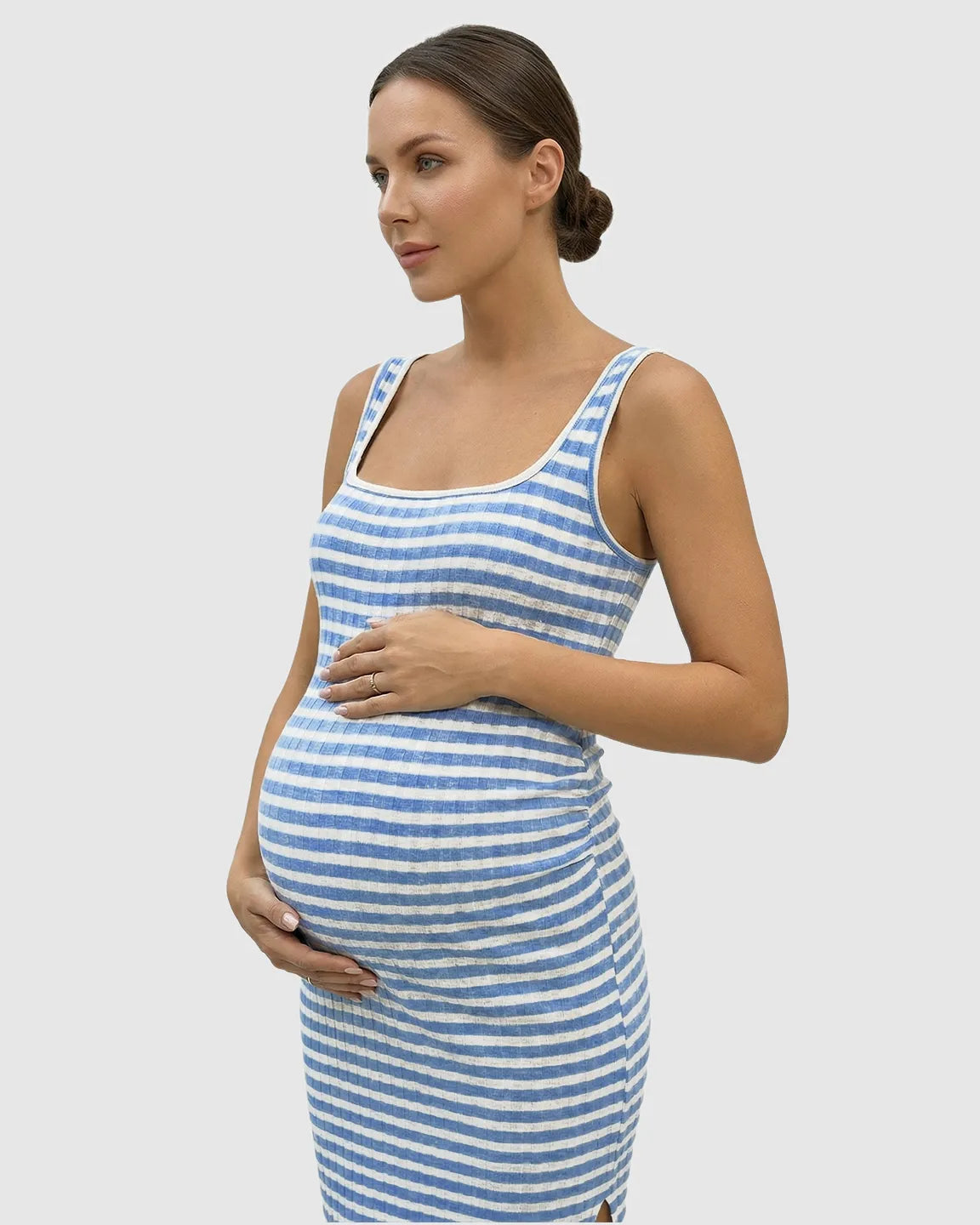 Side-Slit Summer Maternity Bodycon Midi Dress