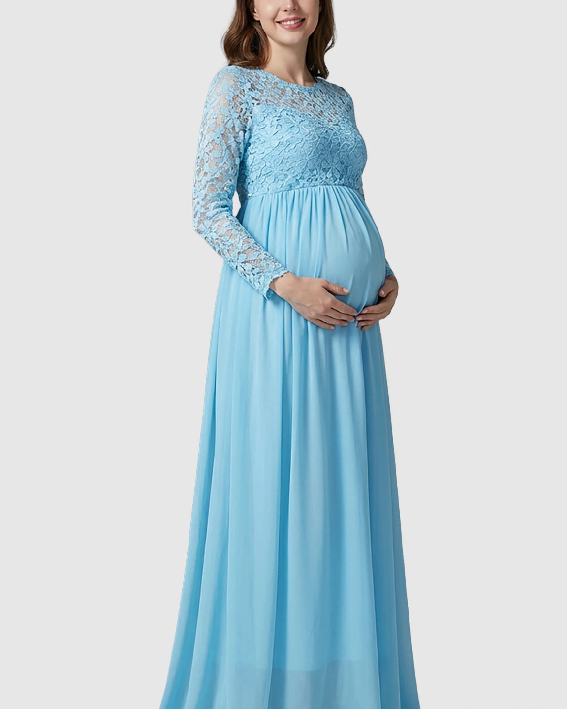Lace Bodice Trailing Skirt Maternity Photoshoot Gown