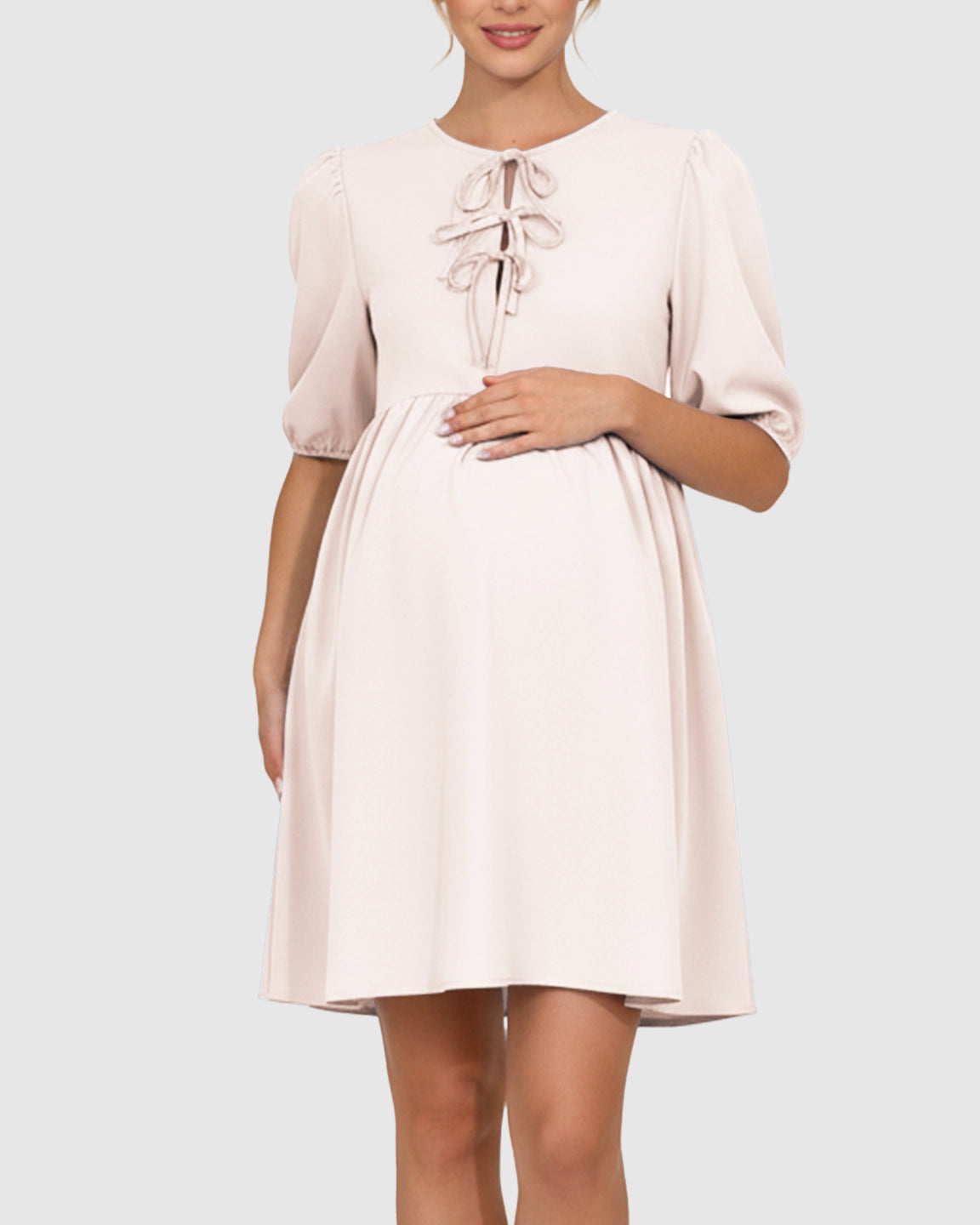 Tie-Neck Babydoll Maternity Dress