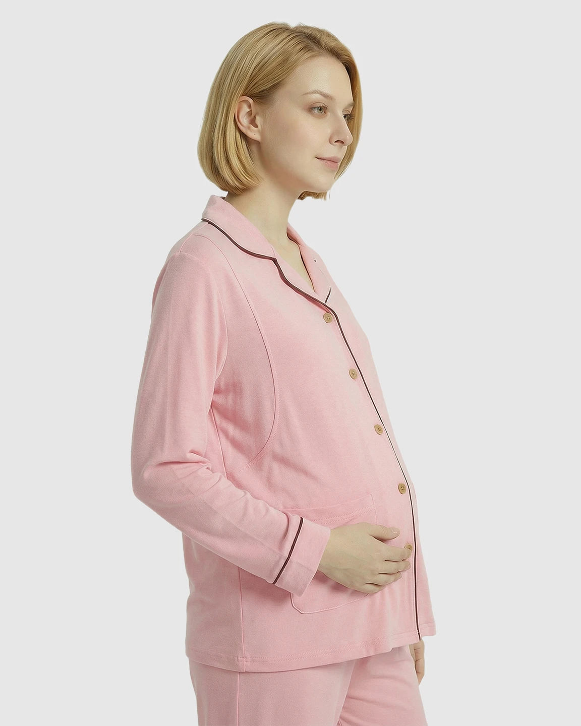 Button-Front Relaxed Fit Maternity Loungewear Set