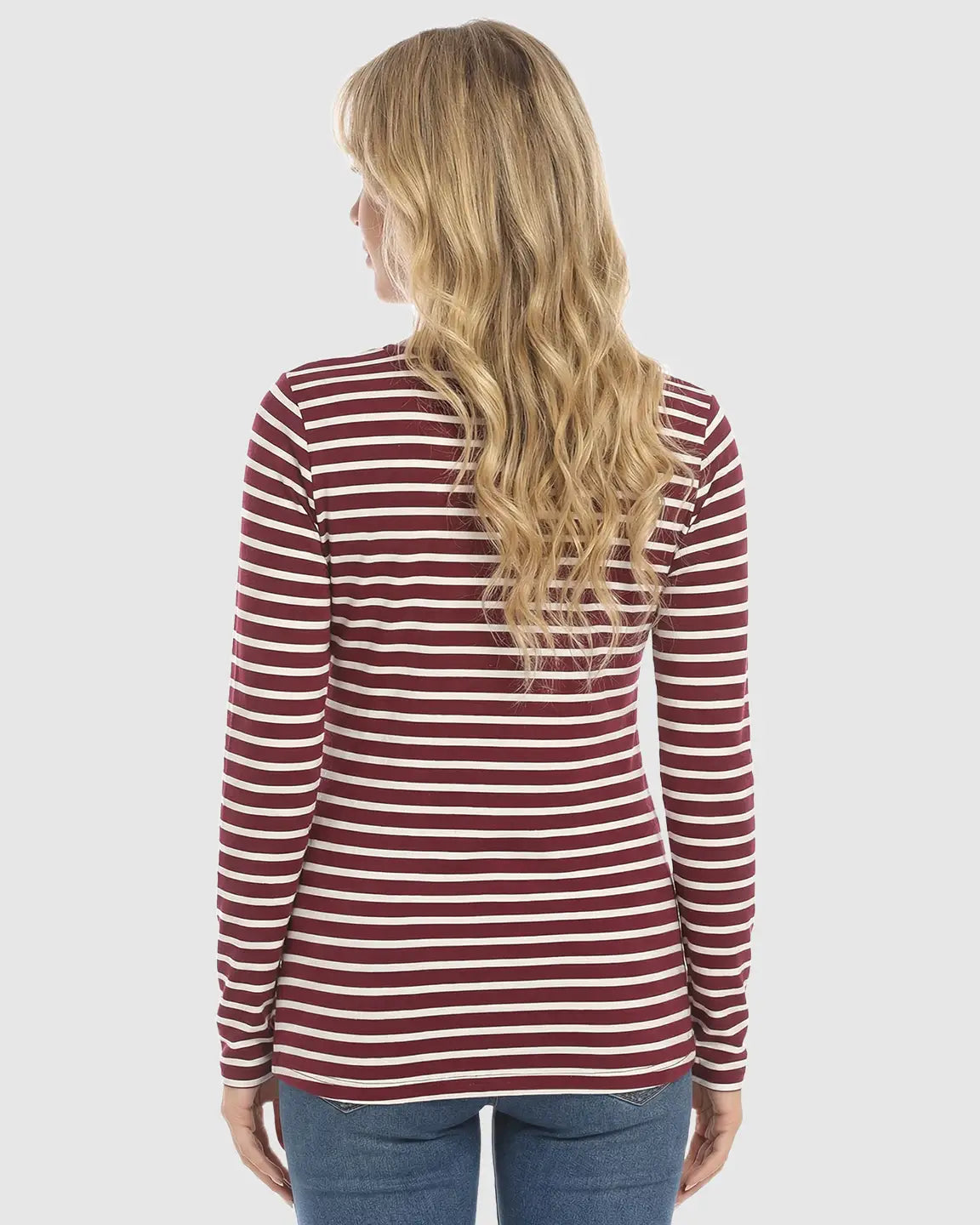 Long-Sleeve Striped Maternity & Nursing Top