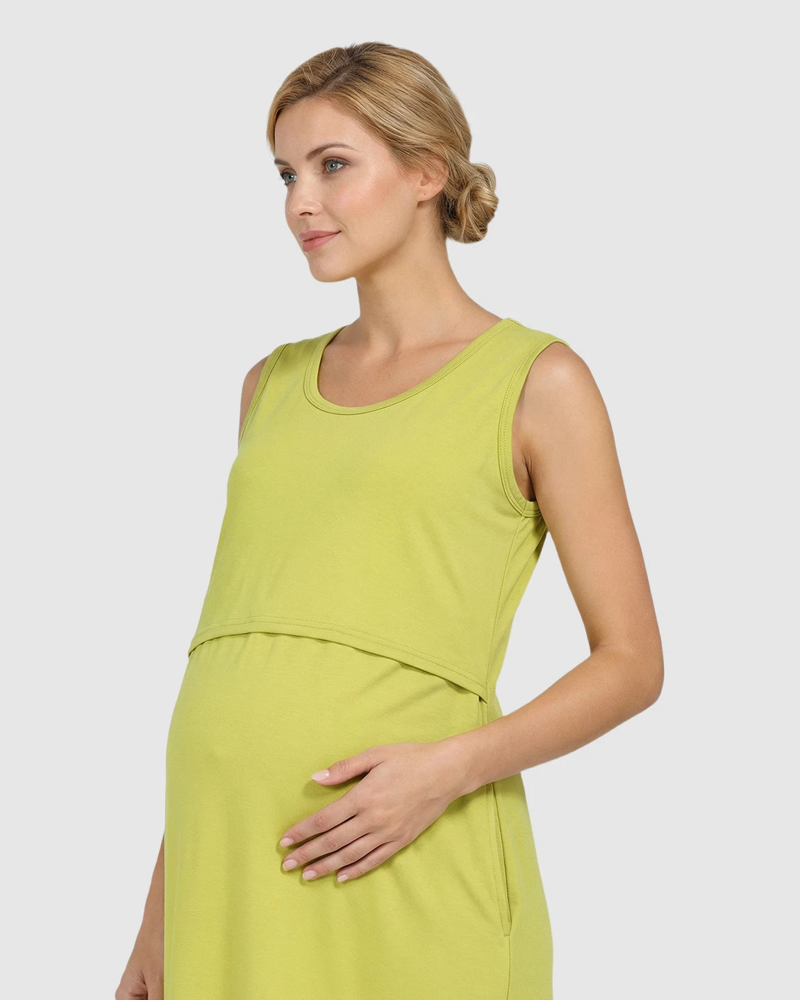 Sleeveless High-Waisted Maternity & Nursing Dress