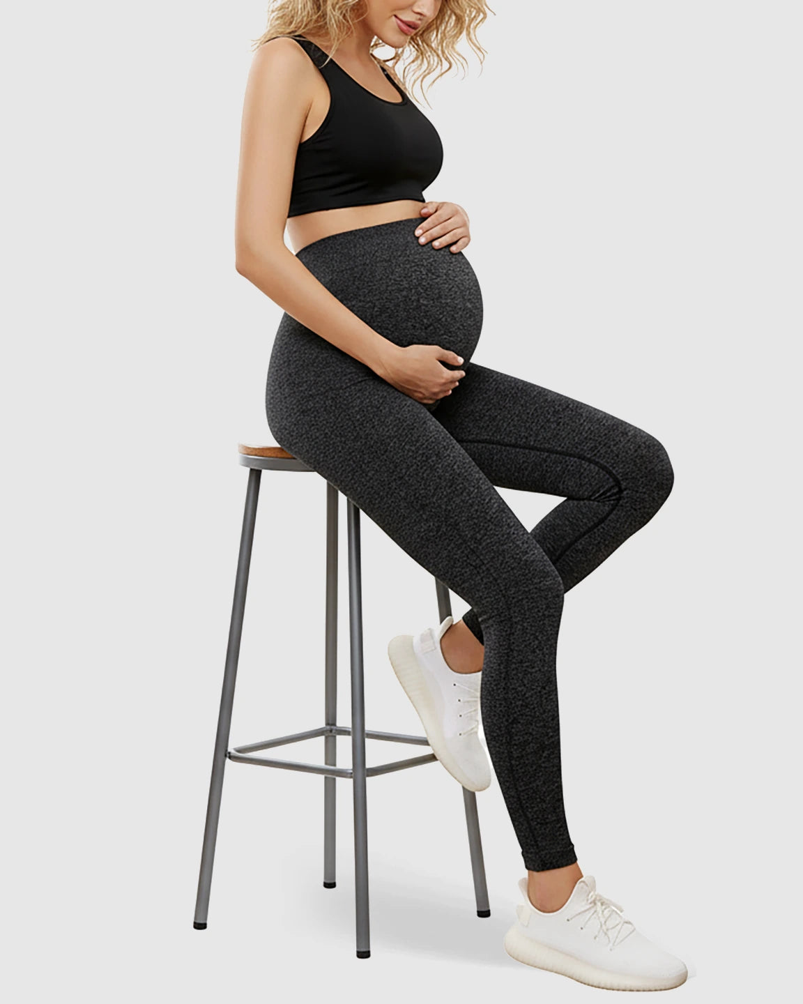 Ribbed Versatile Full Length Cut Maternity Leggings