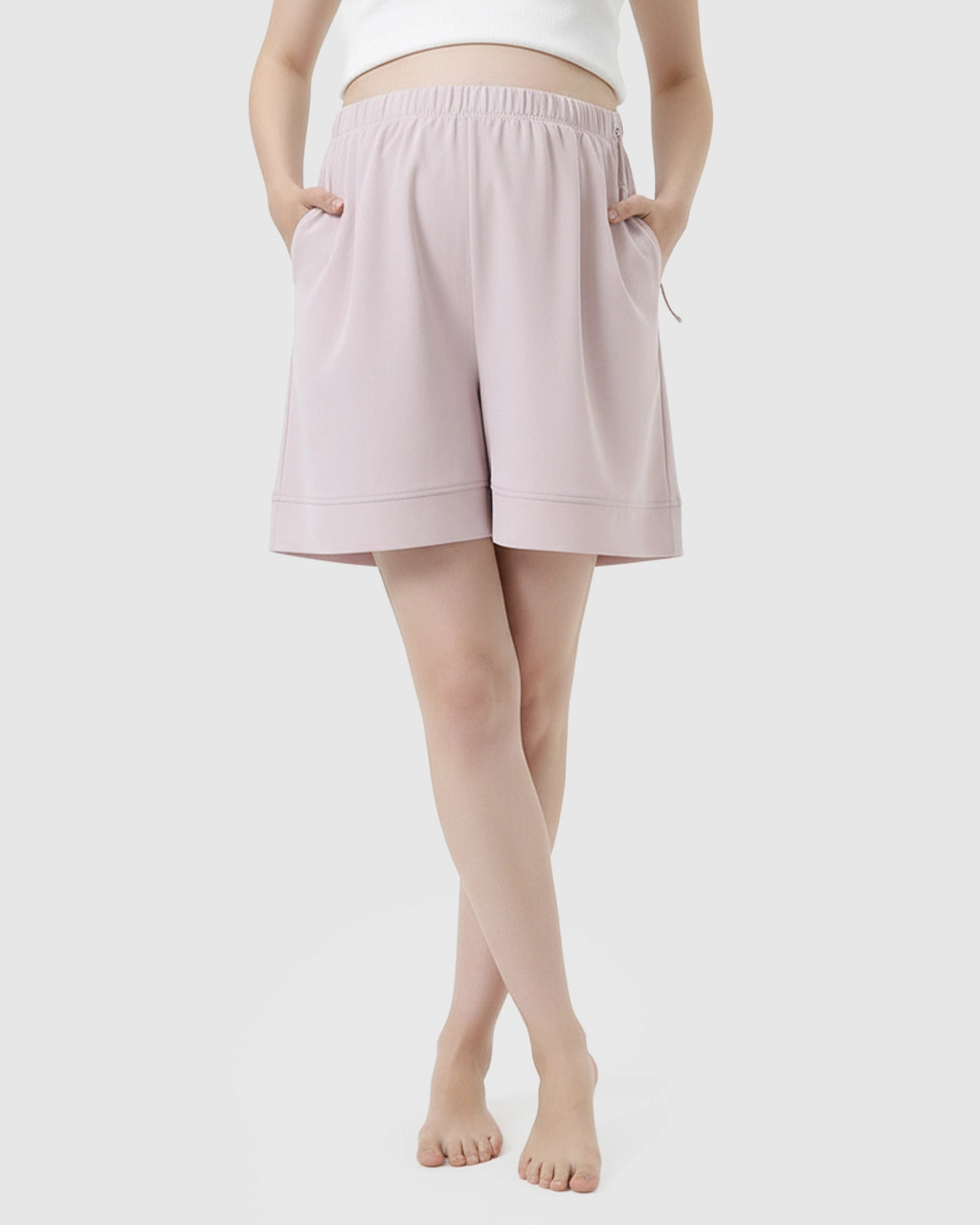 Pocketed Side Drawstring Maternity Shorts