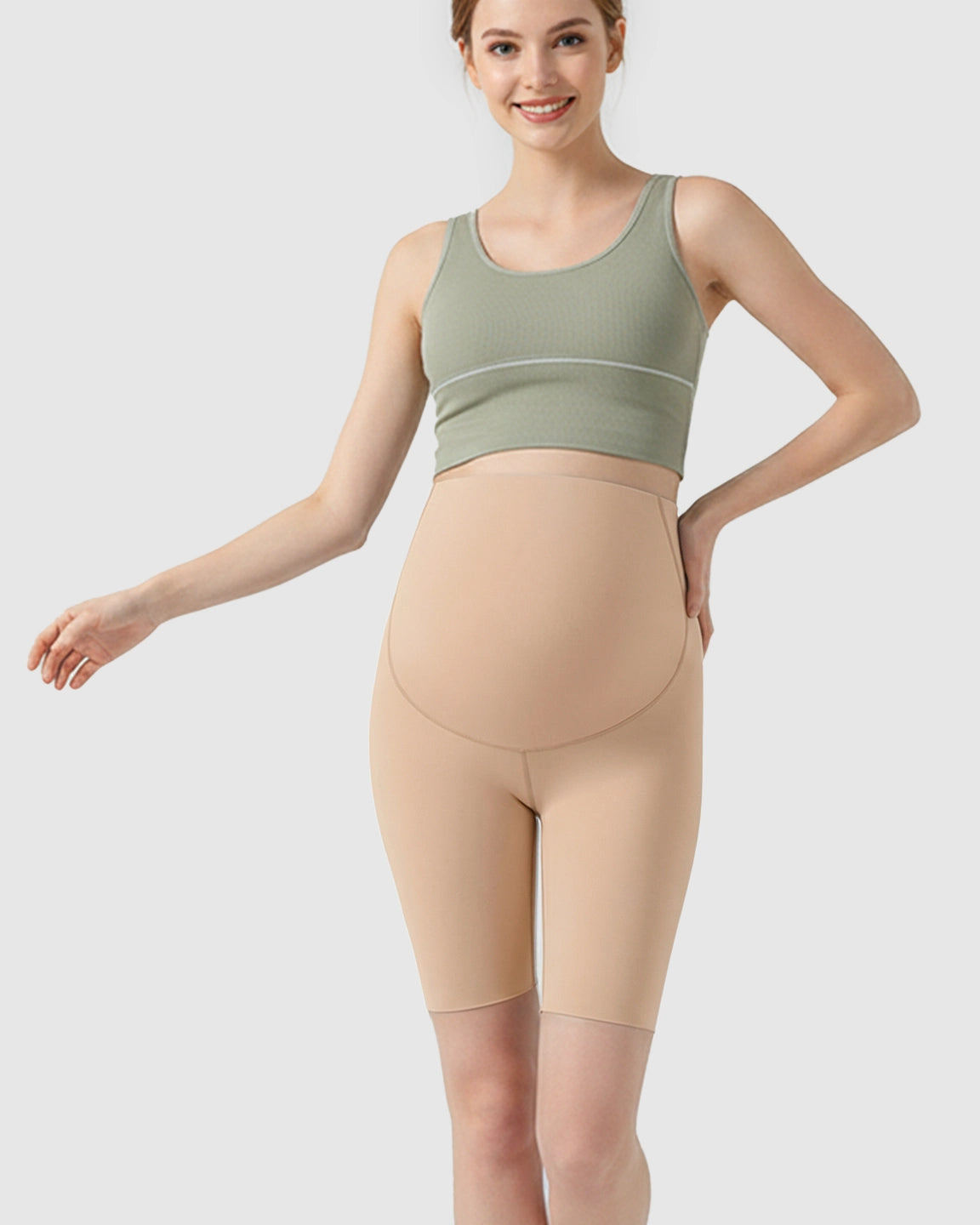 Over-Belly Seamless Design Maternity Shorts