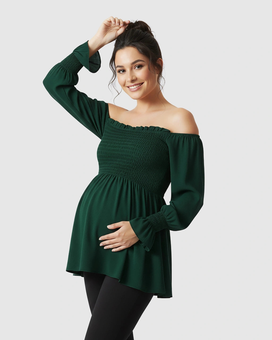 Ruched Off-Shoulder Maternity Top