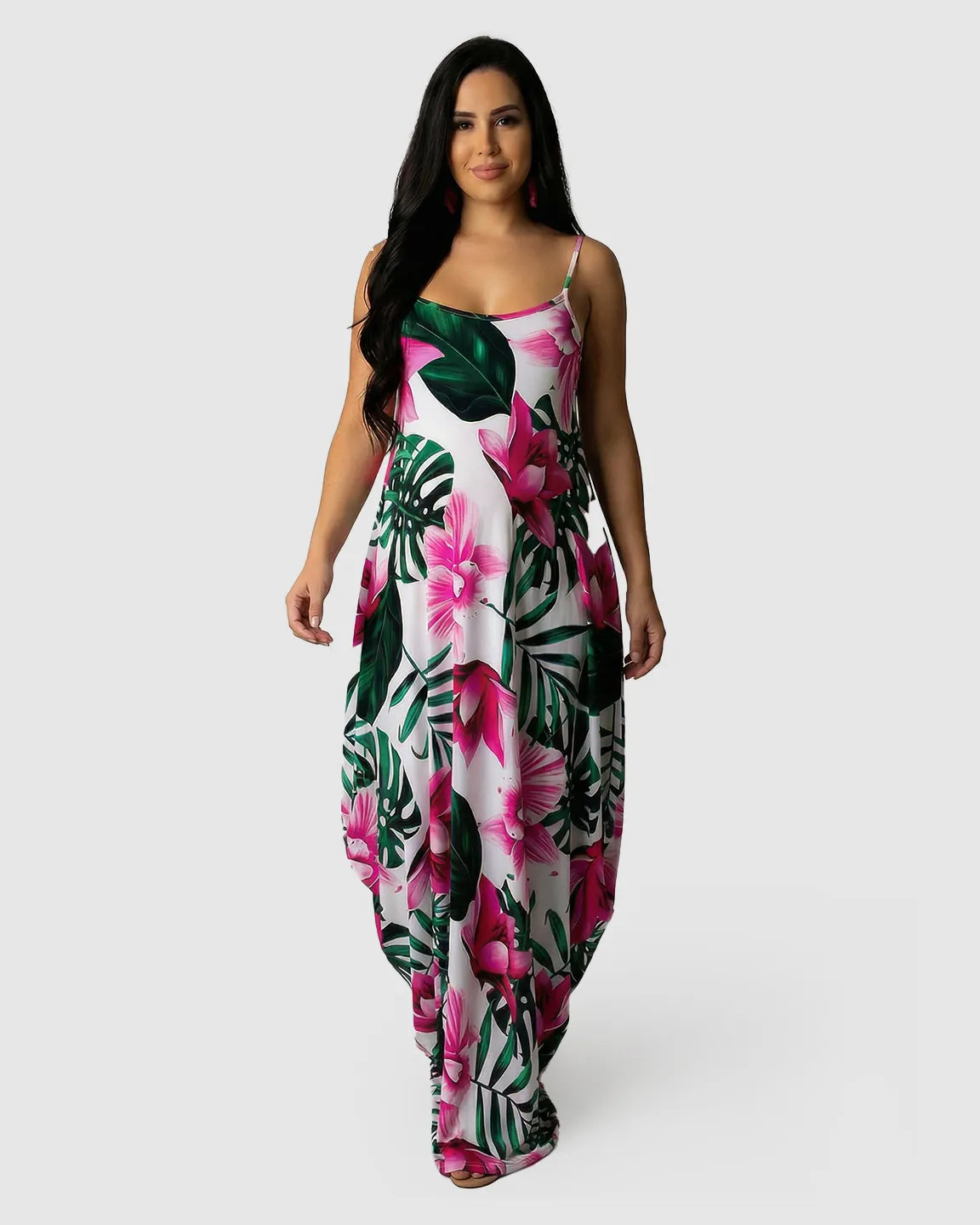 Tropical Floral Sling Maternity Maxi Dress