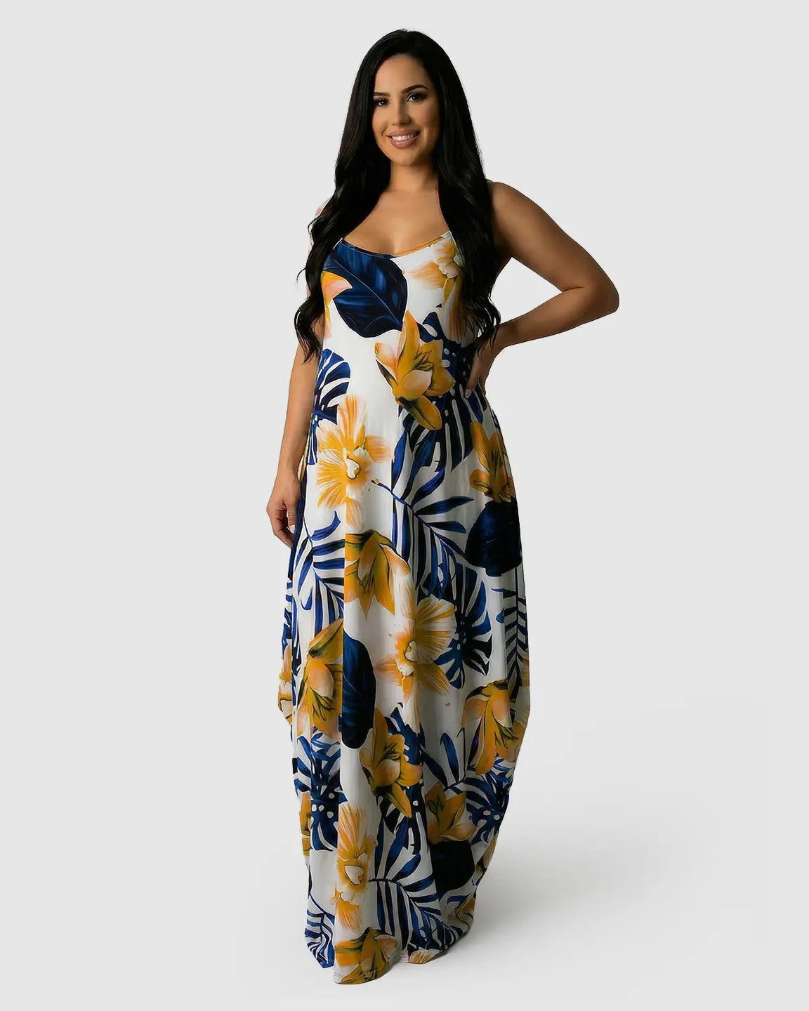 Tropical Flowy Maternity Maxi Dress