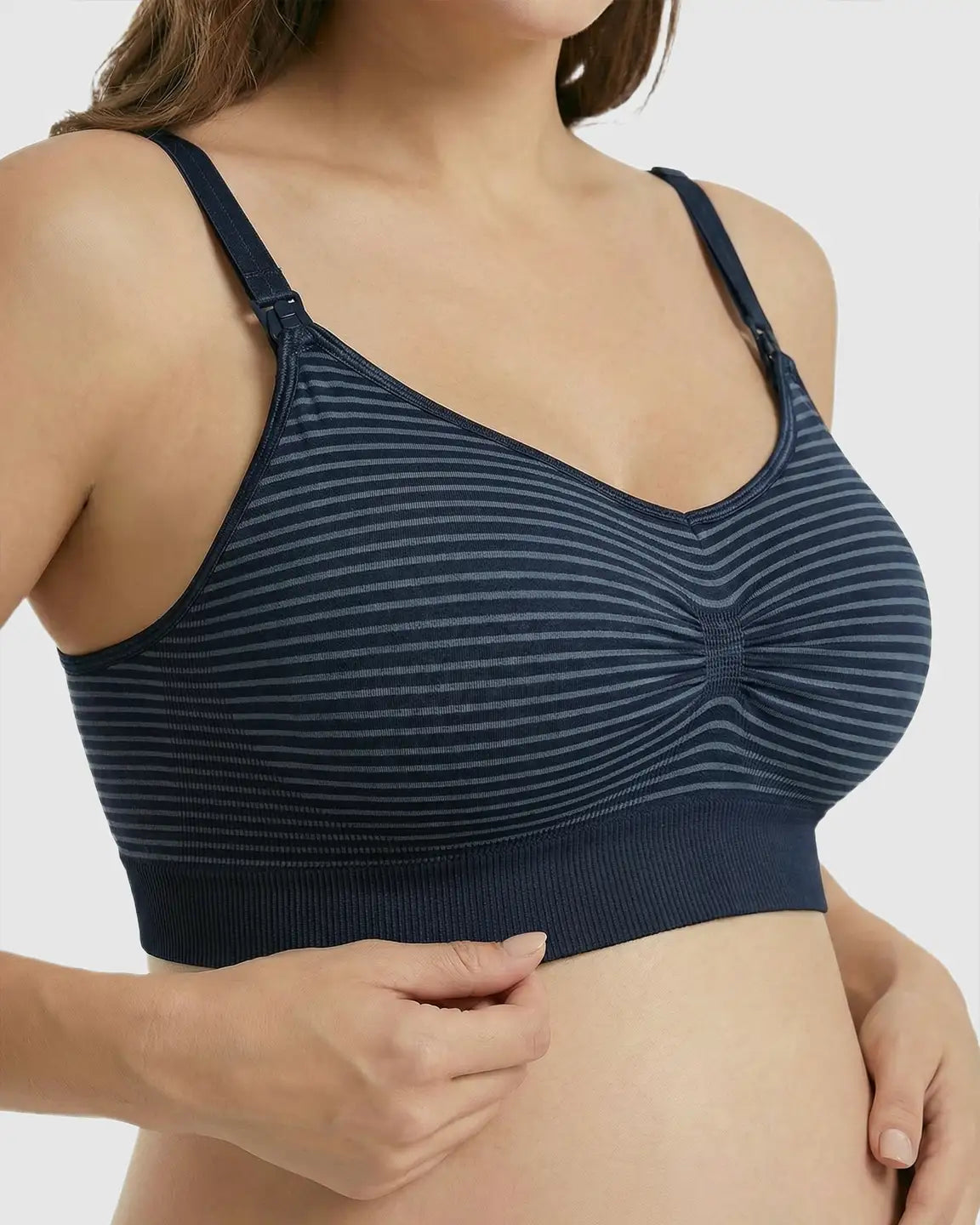 Seamless Striped Wireless Nursing Bra
