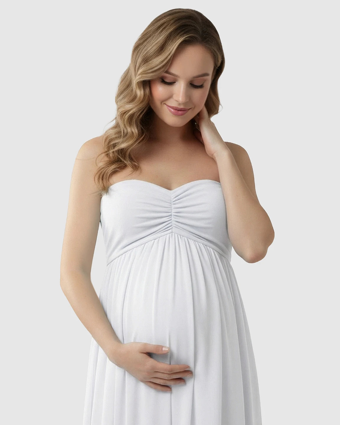 Strapless Chiffon Train Maternity Gown