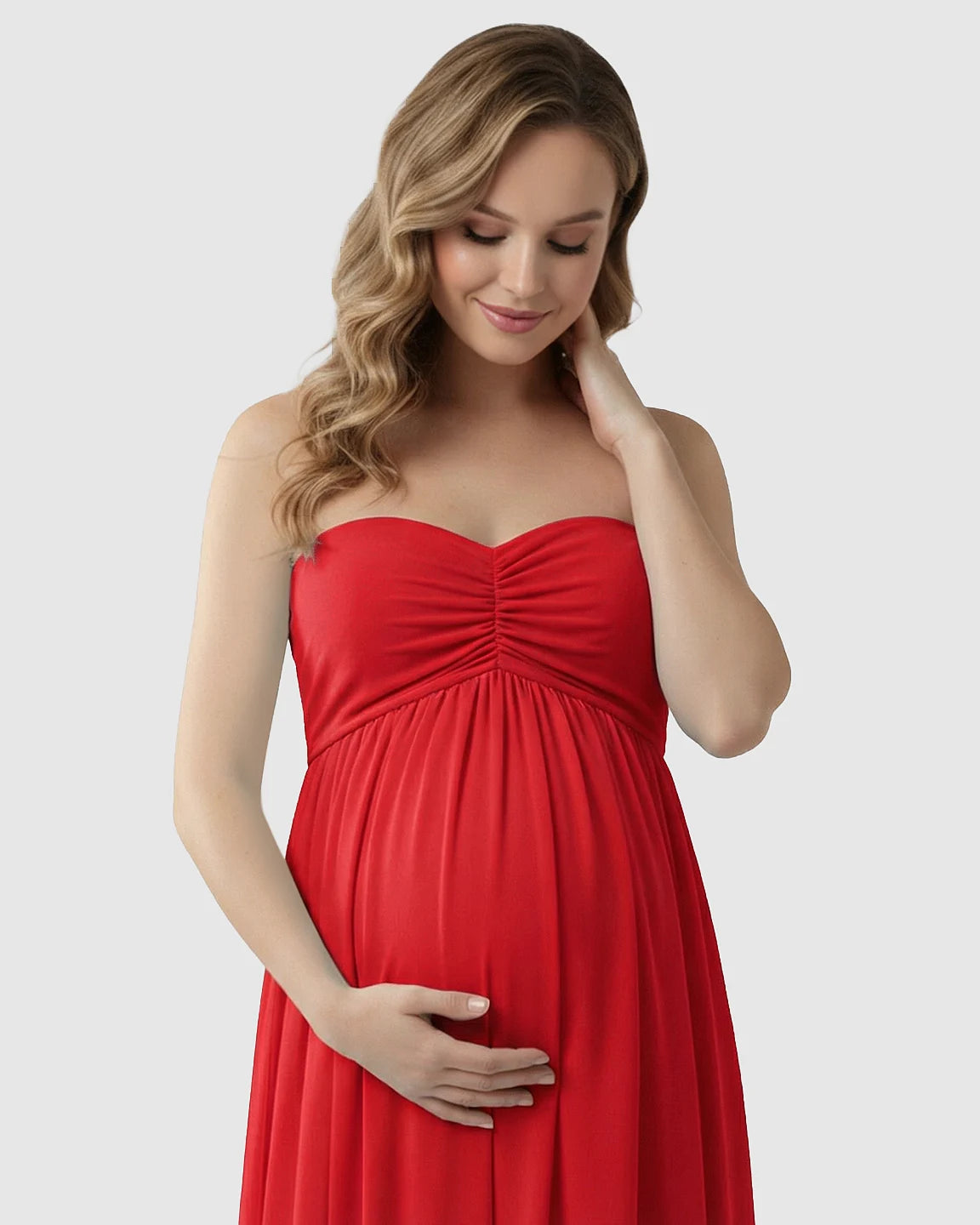 Strapless Chiffon Train Maternity Gown