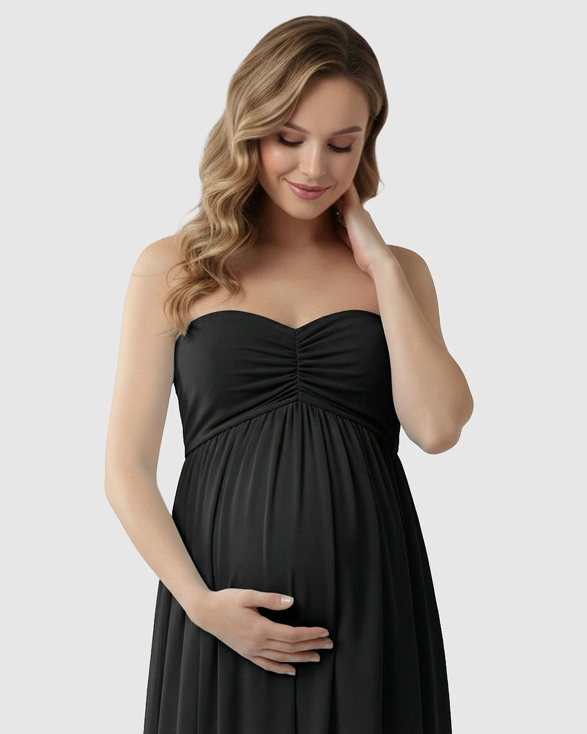 Strapless Chiffon Train Maternity Gown