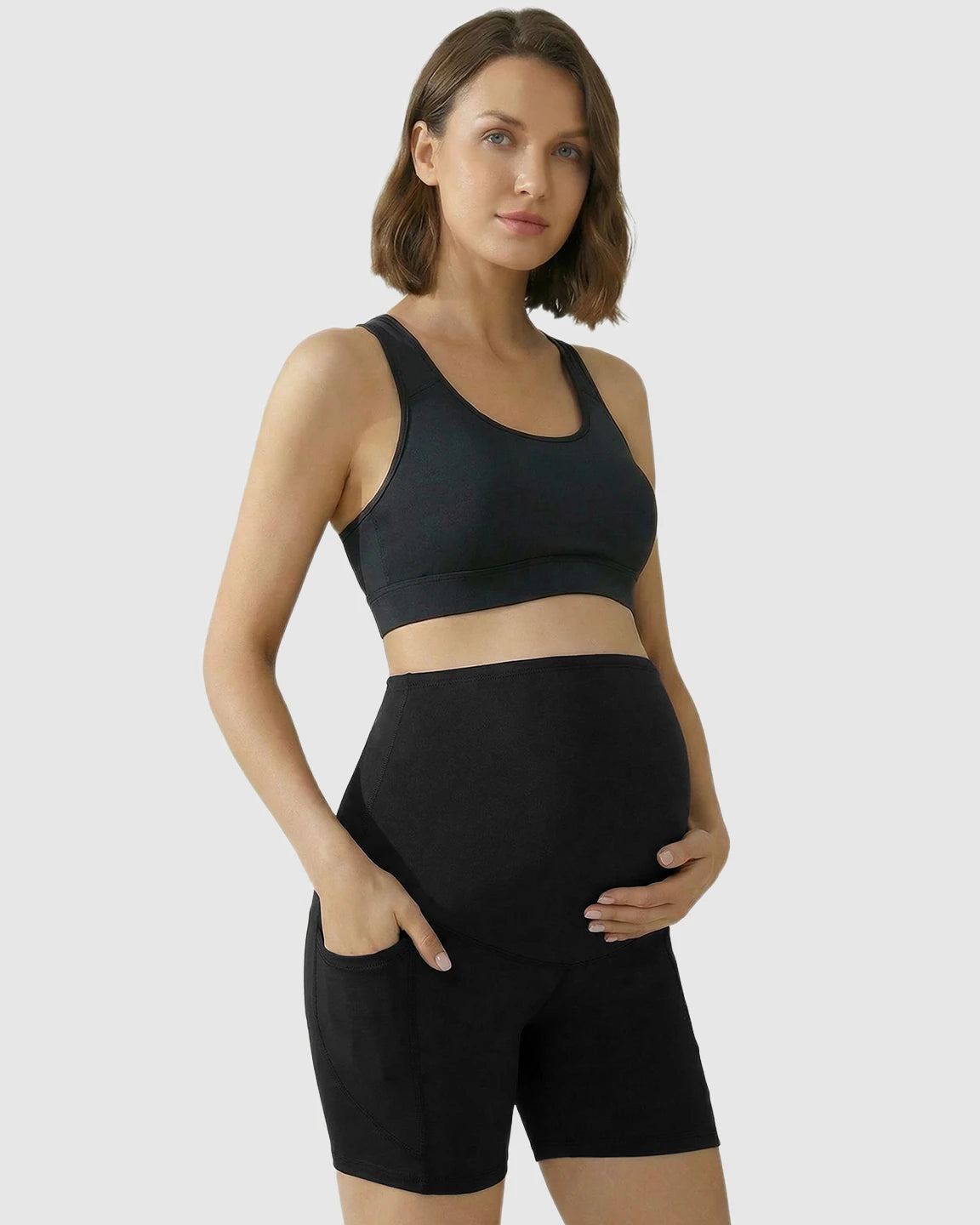 High-Waist Supportive Maternity Shorts