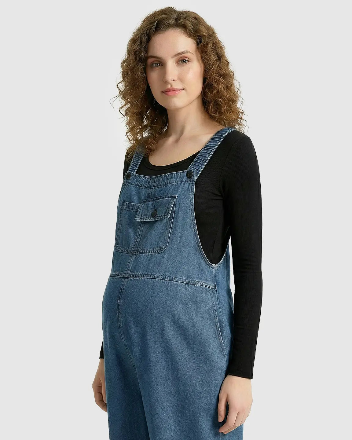 Loose-Fit Denim Maternity Overalls